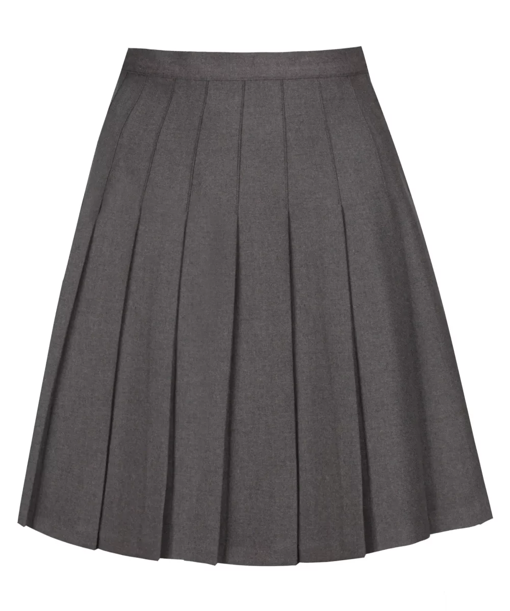 Front Senior Stitch Down Pleat Skirt Grey