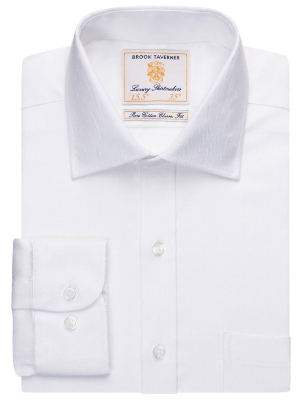 Brook Taverner Altare Single Cuff Shirt Cotton Herringbone