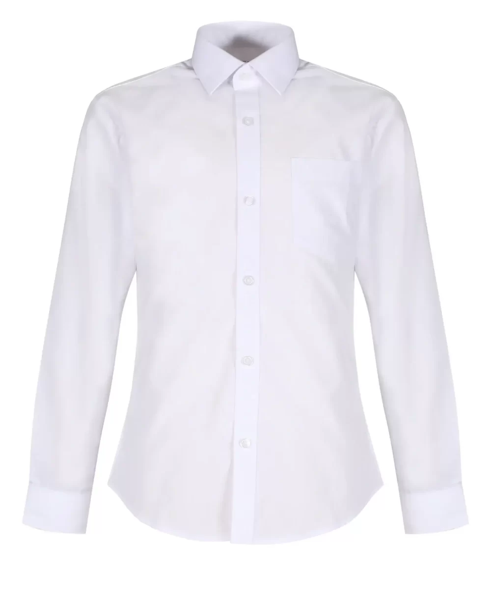 Front Slim Fit Long Sleeve Shirt White