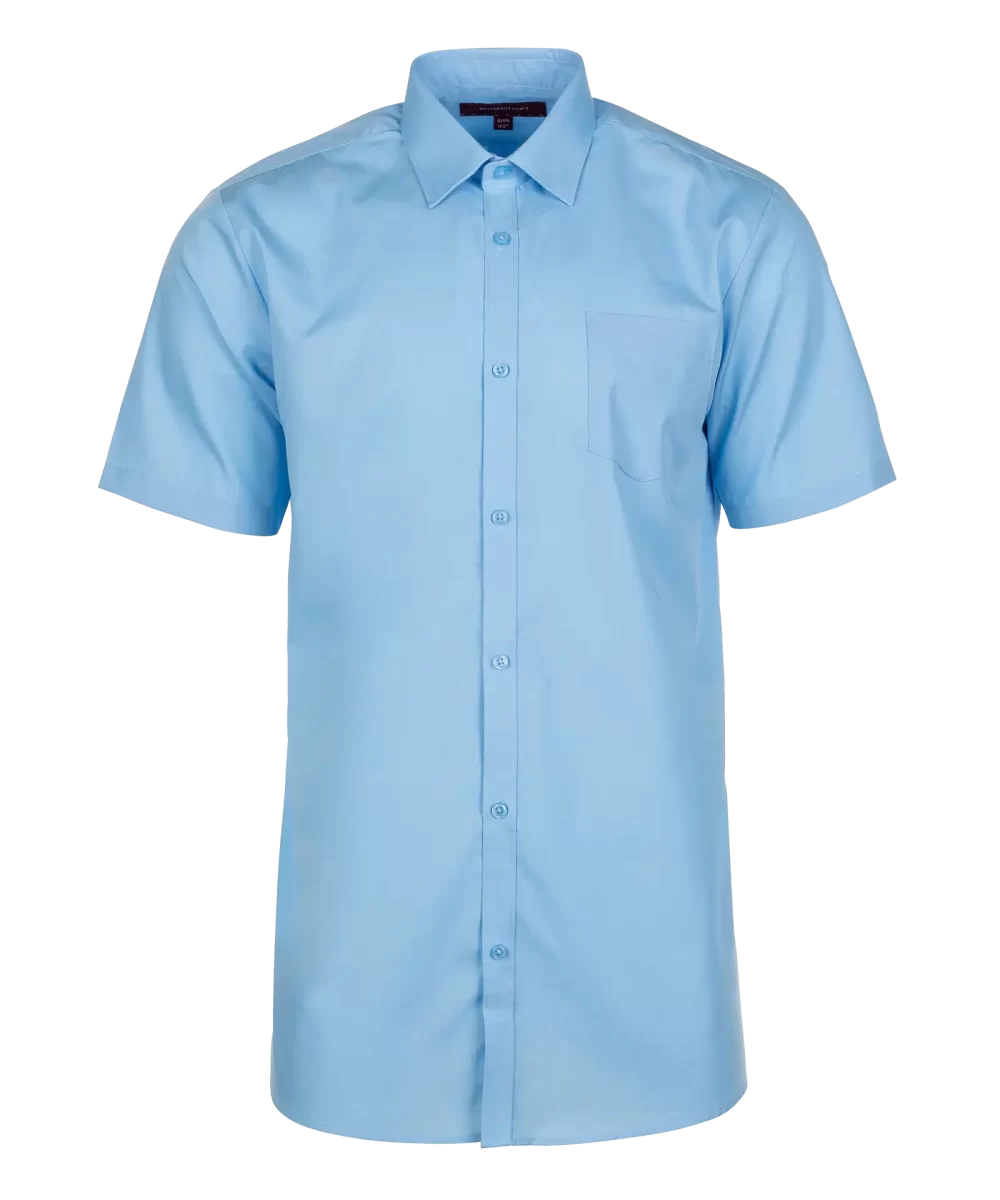 Front Slim Fit Short Sleeve Shirt Blue