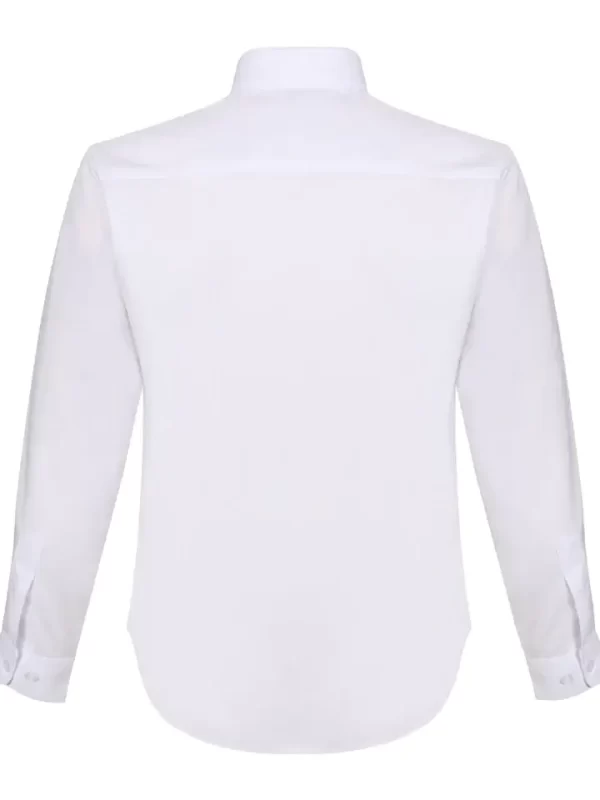 Rear Slim Fit Long Sleeve Standard Collar Blouse White