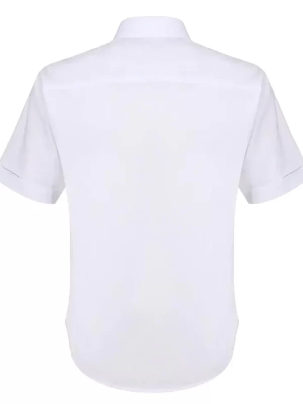 Rear Slim Fit Short Sleeve Standard Collar Blouse White