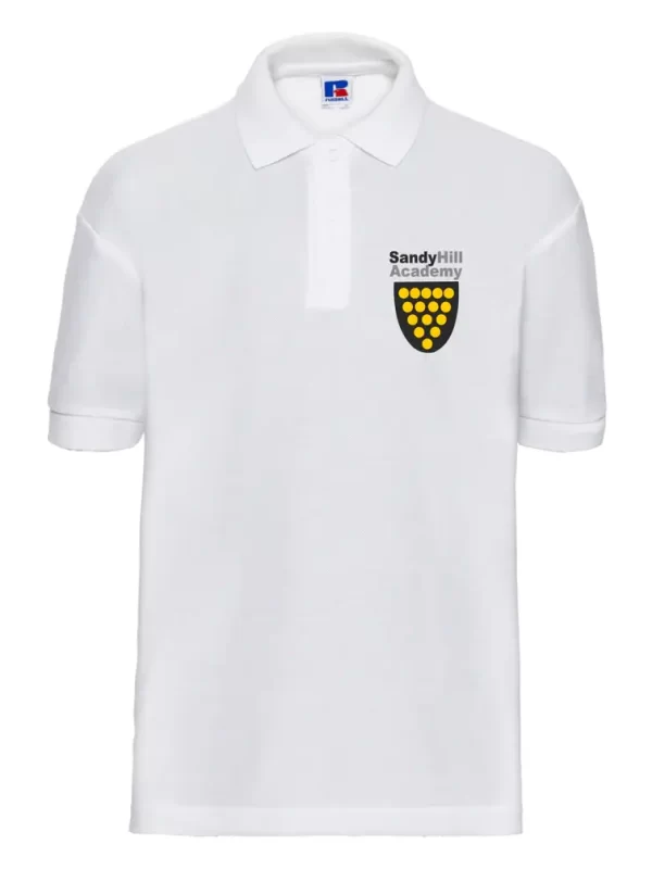 Sandy Hill Academy White Embroidered Polo Shirt