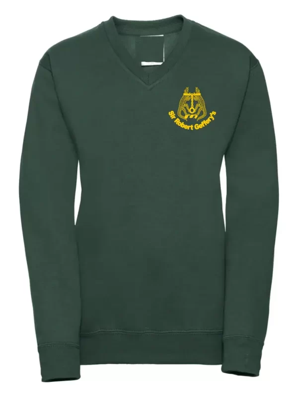 Sir Robert Geffery's School Green Embroidered V Neck Sweatshirt