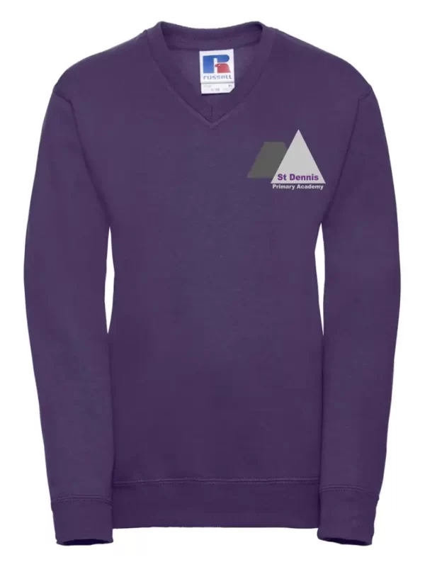St Dennis Primary Academy Purple Embroidered V Neck Sweatshirt