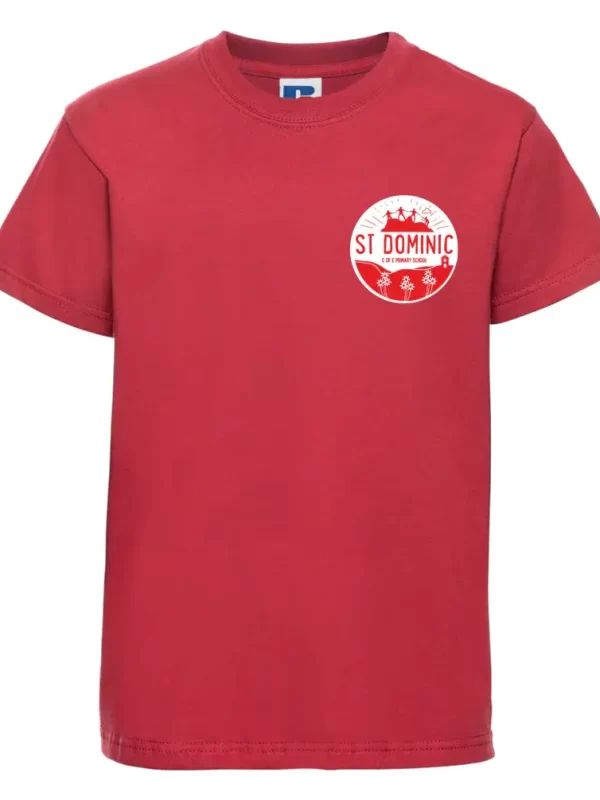 St Dominic Primary School Red Embroidered T-Shirt