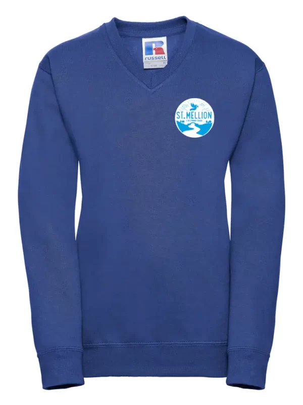 St Mellion C of E Primary Blue Embroidered V Neck Sweatshirt