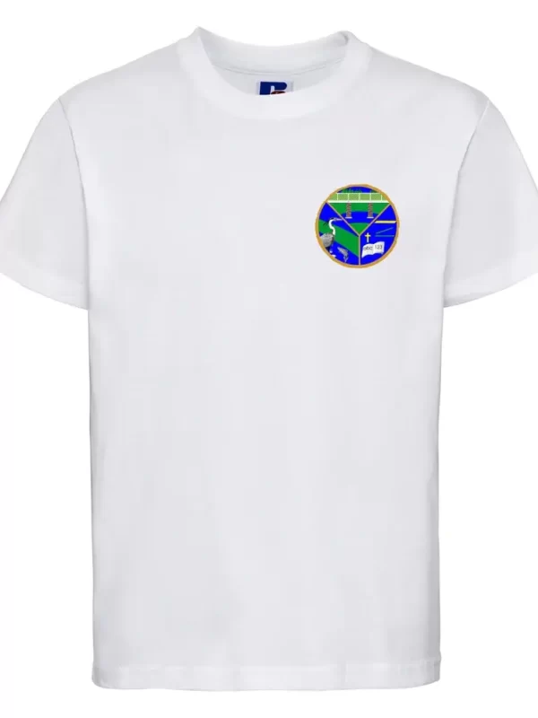 Wark C of E Primary School White Embroidered T-Shirt