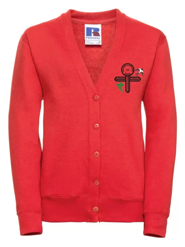 Western Downland School Red Embroidered Cardigan