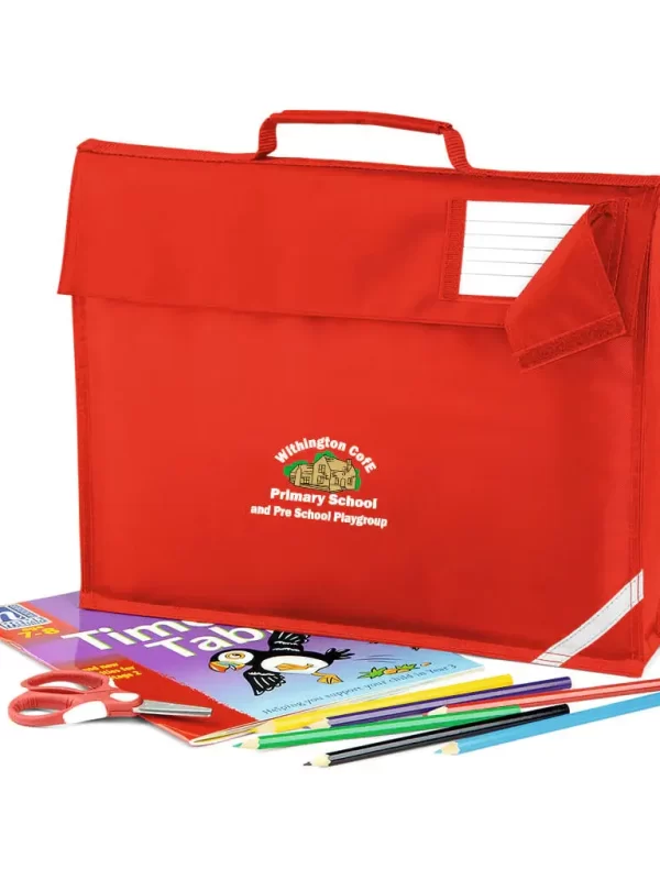 Withington C of E Primary School and Pre School Play Group Red Embroidered Book Bag