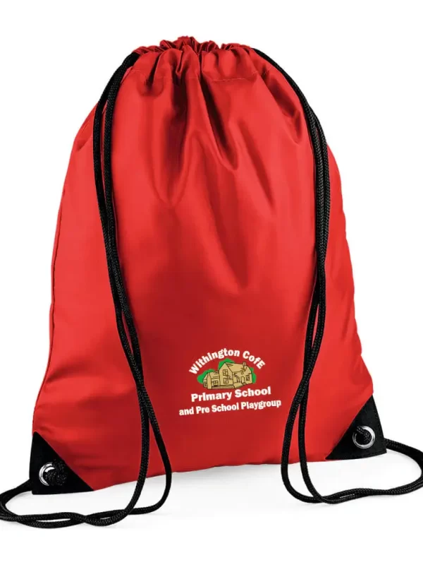 Withington C of E Primary School and Pre School Play Group Red Printed Gym Bag