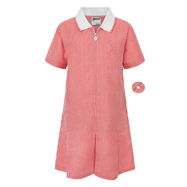 Western Downland School Red A-Line Gingham Eco-Dress