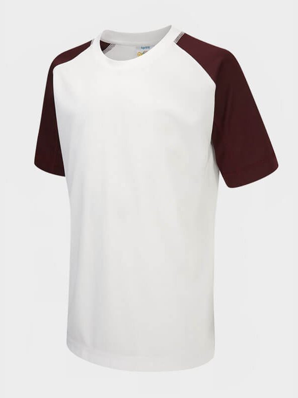 White/Maroon T-shirts