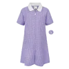 Mary Tavy Purple A-Line Gingham Eco-Dress Front