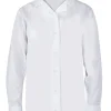 Winterbottoms Regular Fit White Long Sleeve Revere Collar Blouse