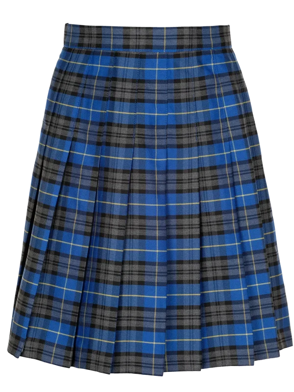 Winterbottoms Senior Stitch Down Pleat Blue Tartan Skirt