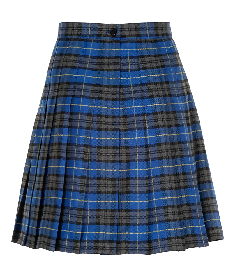 Senior Stitch Down Pleat Blue Tartan Skirt - Image 2